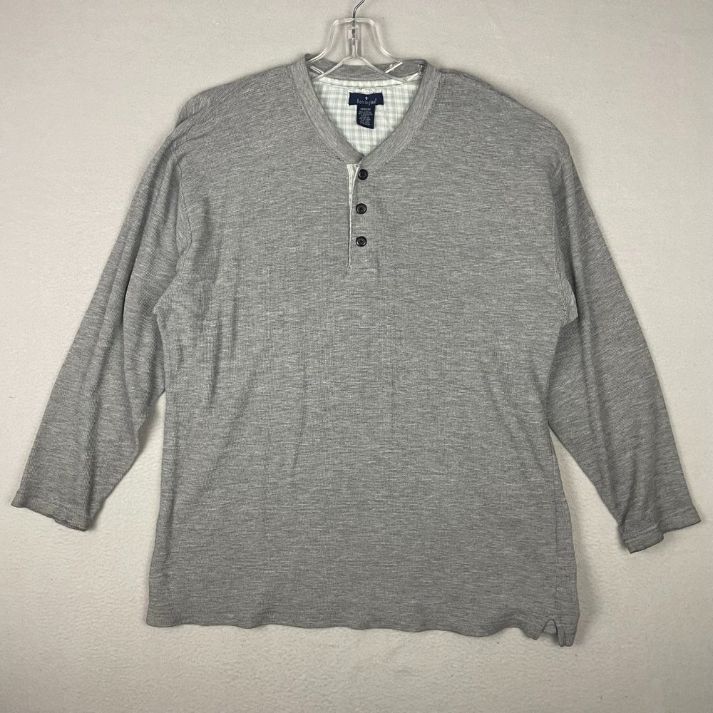 Vintage Barrington Henley Sleepwear Shirt Men's Size Medium Gray Long Sleeve
